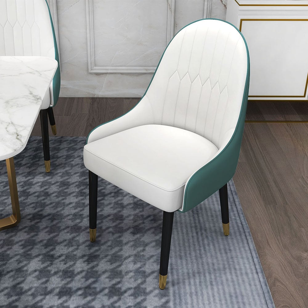 Customer Reviews for Modern Darg Dining Chair with Padded Faux Leather Seat in White and Green, Set of 2