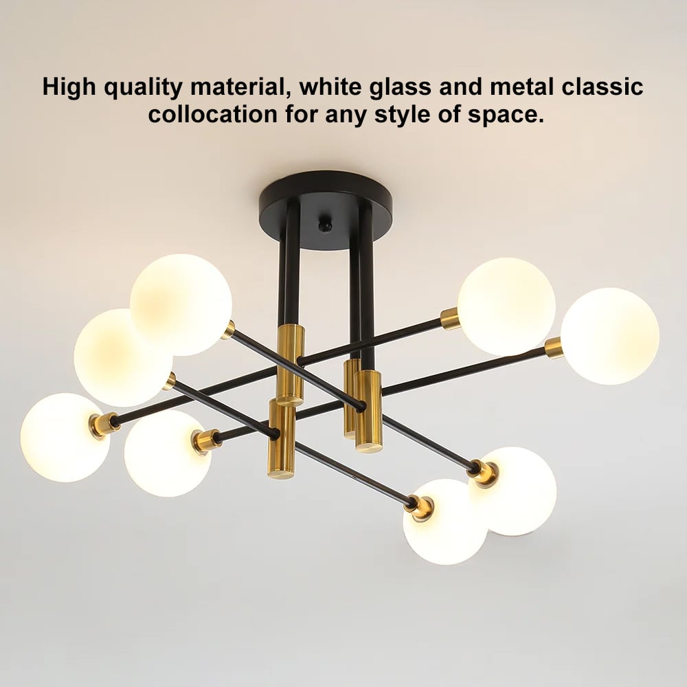 Questions and Answers for Modern White Glass 8-Light Semi-Flush Mount Chandelier