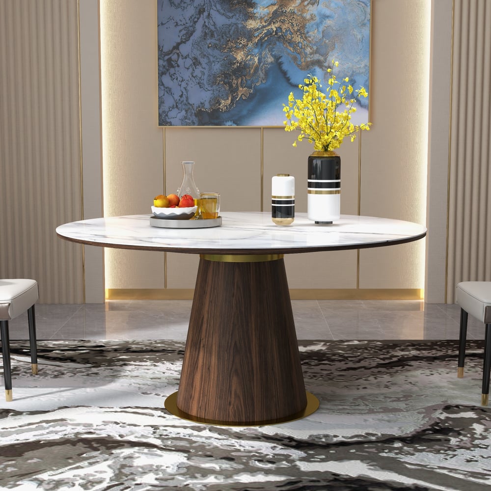 Questions and Answers for Modern round white dining table with sintered stone, for 4 to 6 people