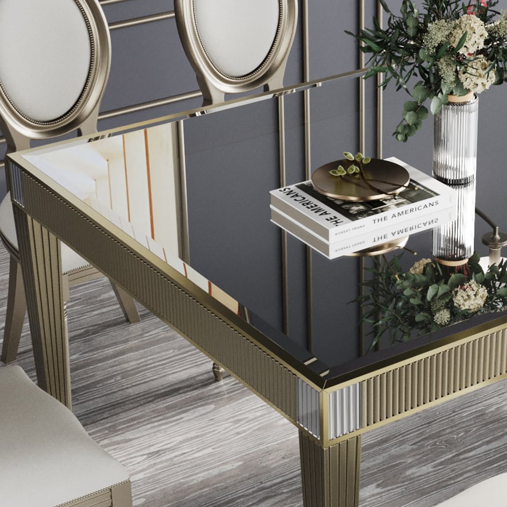 Questions and Answers for Traditional 1200mm Square Mirrored Dining Table for 8 People Gold Solid Wood 4-Legs
