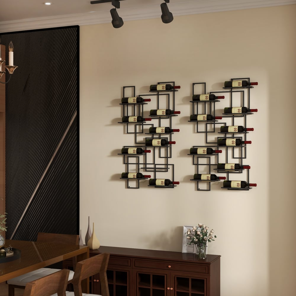 Customer Reviews for Modern geometric wall-mounted bottle rack for 10 bottles