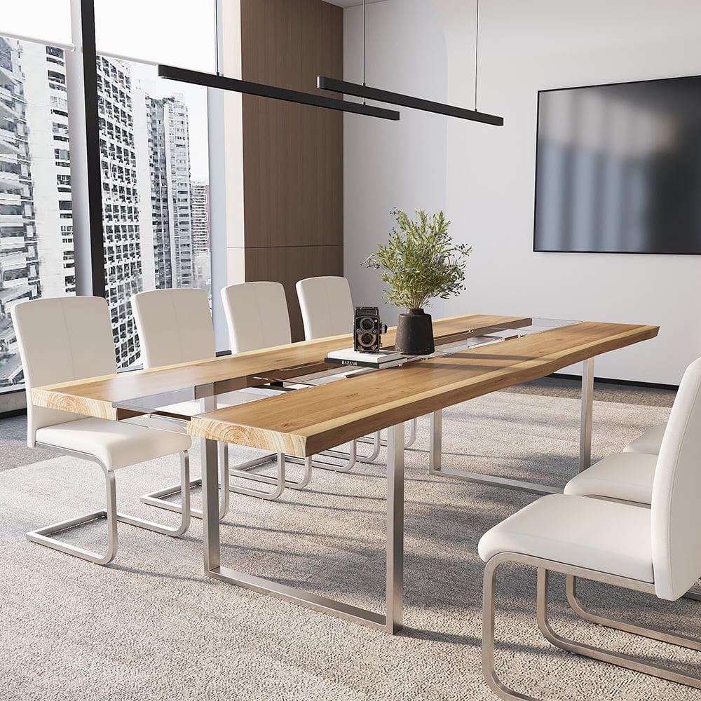 Questions and Answers for River 2400mm Live-Edge Conference Table Rectangle Table Cable Management Natural & Clear