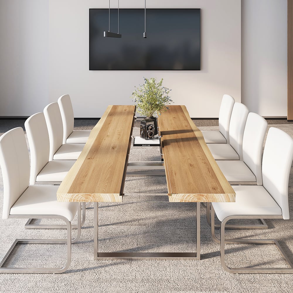 Questions and Answers for River 2400mm Live-Edge Conference Table Rectangle Table Cable Management Natural & Clear