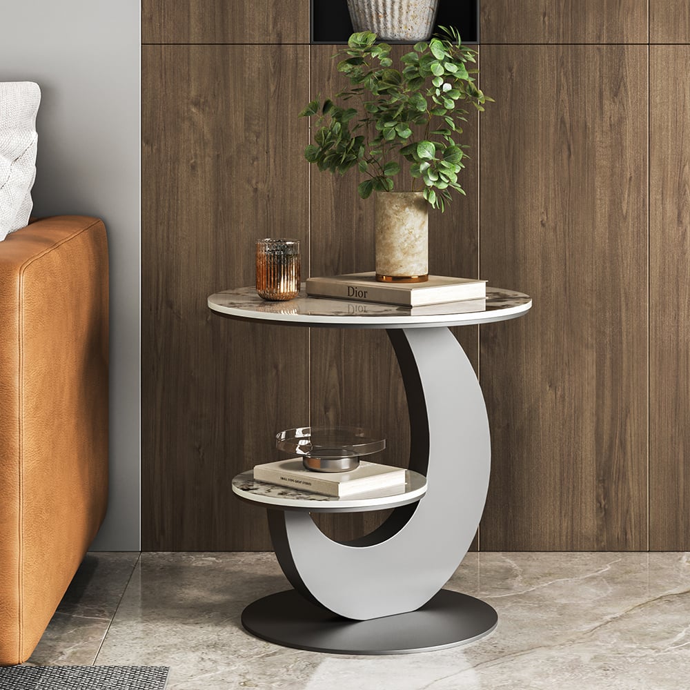 Customer Reviews for 500mm Round Sintered Stone 2-Tier Moon-Shaped Side Table