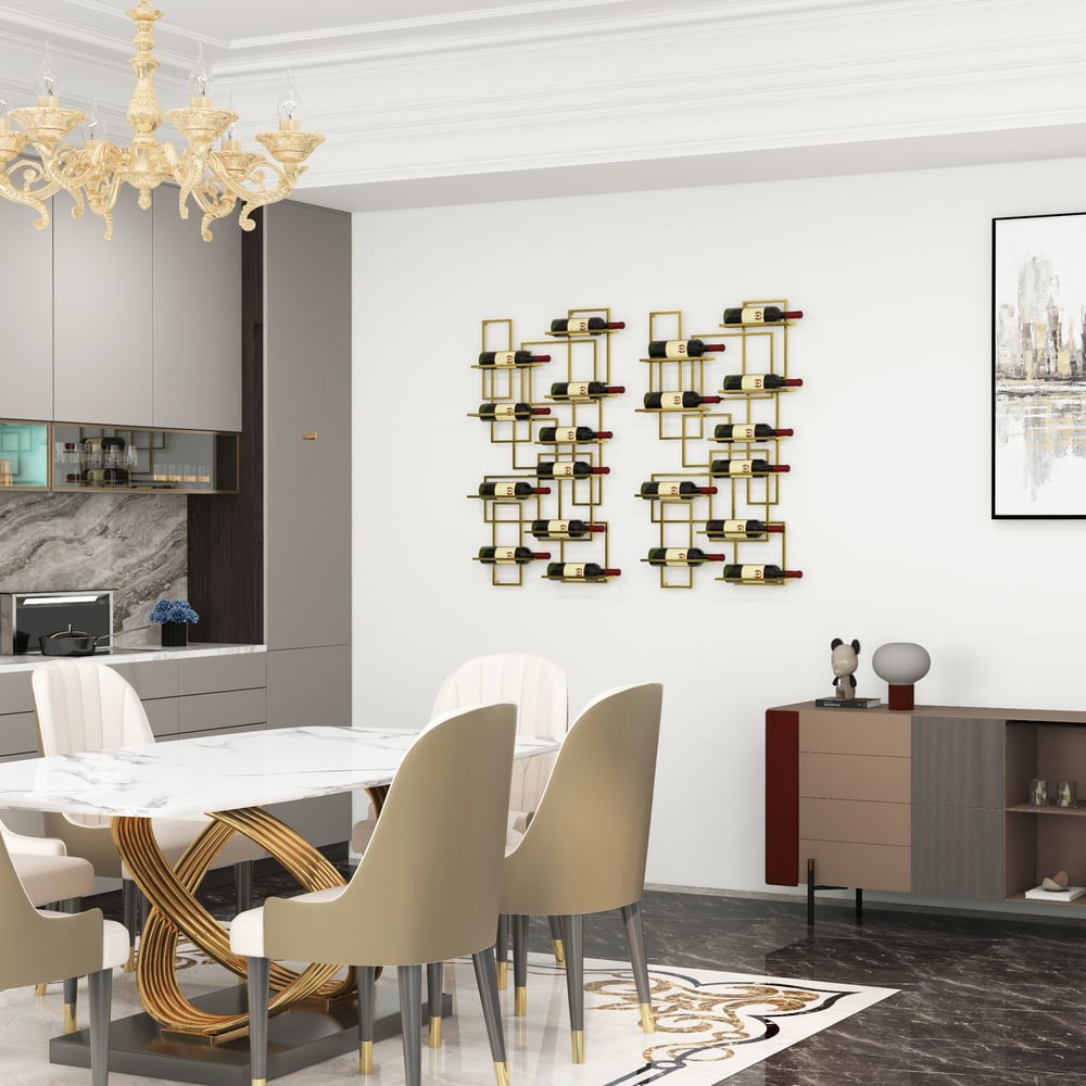 Questions and Answers for 10-Bottle Modern Geometric Wall Mounted Wine Rack