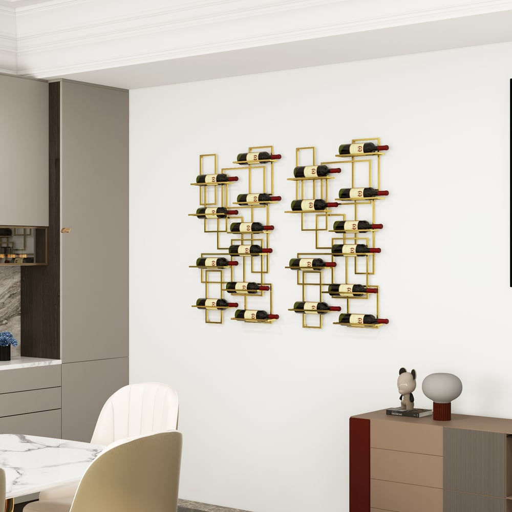 Questions and Answers for 10-Bottle Modern Geometric Wall Mounted Wine Rack