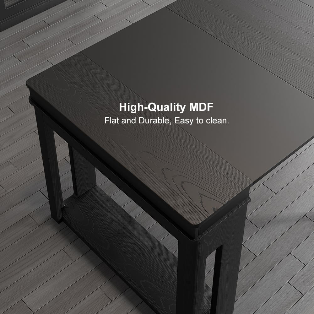 Modern Extendable Dining Table Rectangle Sideboard with Storage in Black