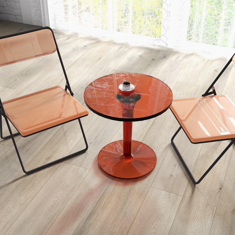 Domande e risposte per Tavolino in acrilico con accento moderno color ambra, tavolino rotondo trasparente
