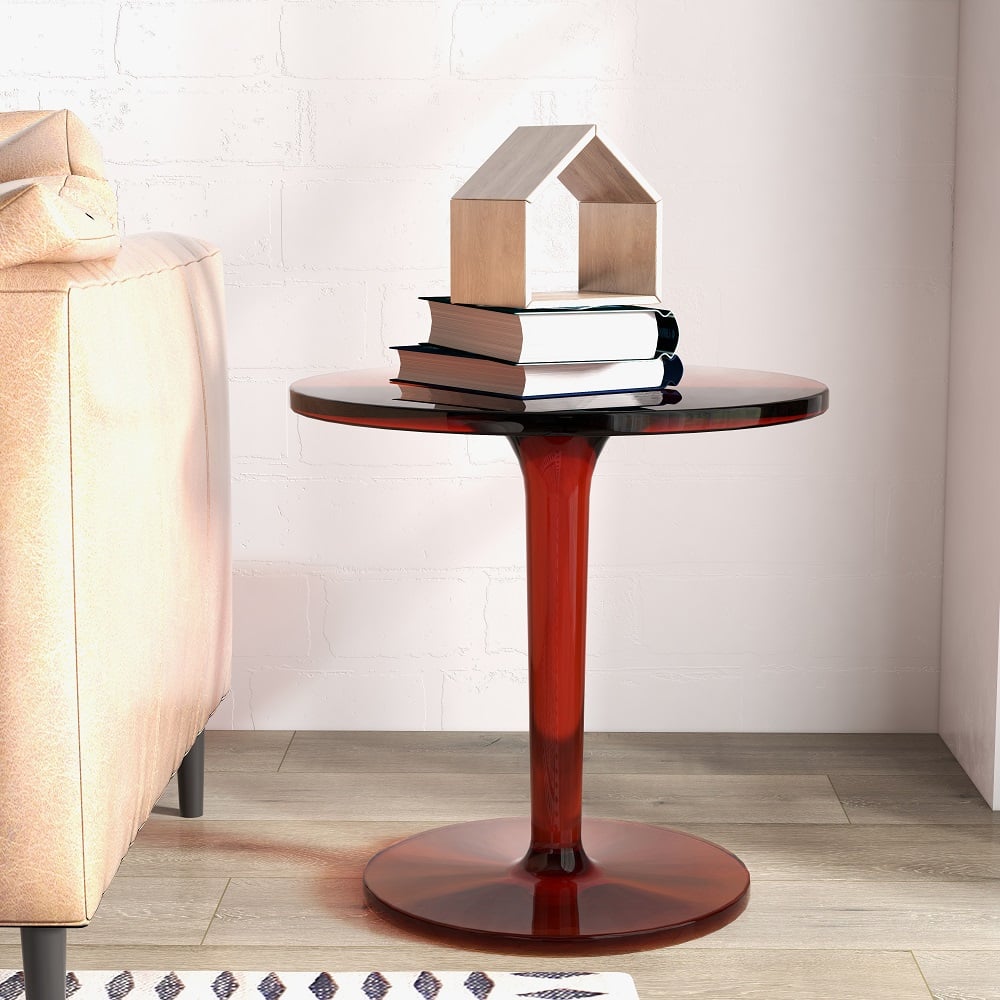 Domande e risposte per Tavolino in acrilico con accento moderno color ambra, tavolino rotondo trasparente