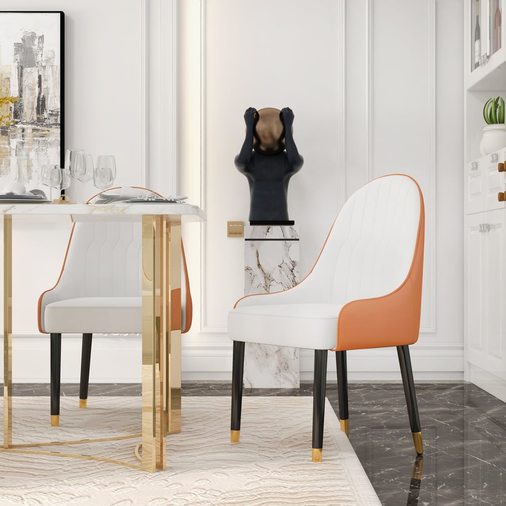Questions and Answers for Darg White & Orange PU Leather Dining Chair with Upholstered, 2 Pieces