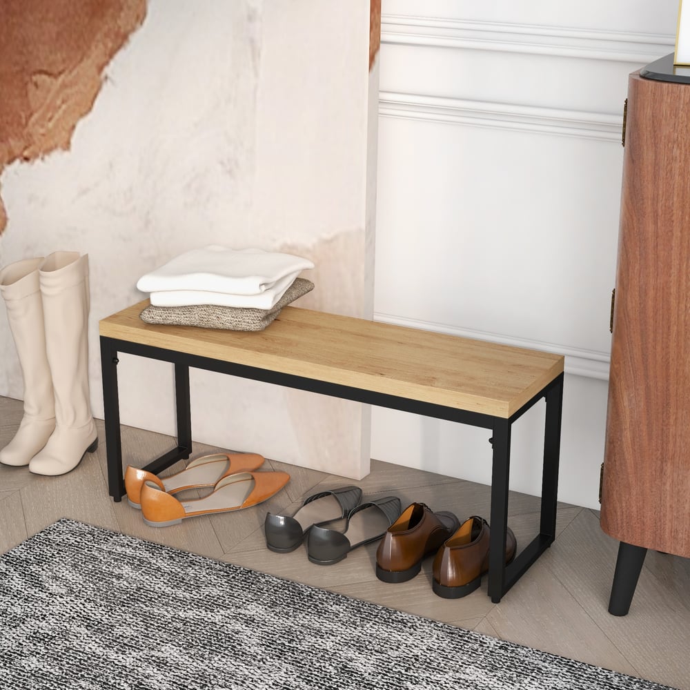 Questions and Answers for 1000mm Rustic Entryway Bench Wood Bench with Metal Legs Natural Bench