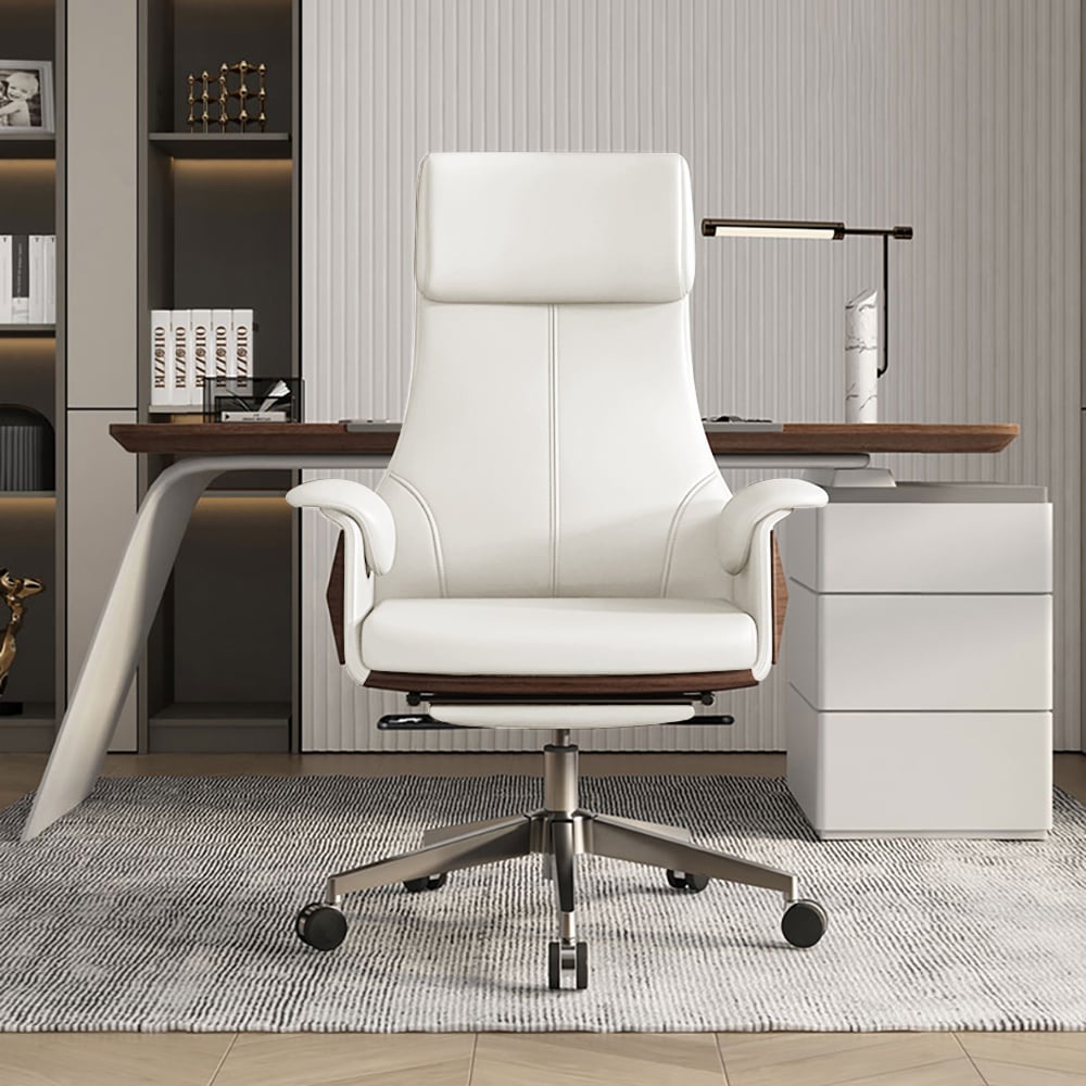 Questions and Answers for Reclining Leather Office Desk Chair High Back Adjustable Swivel White Executive Chair