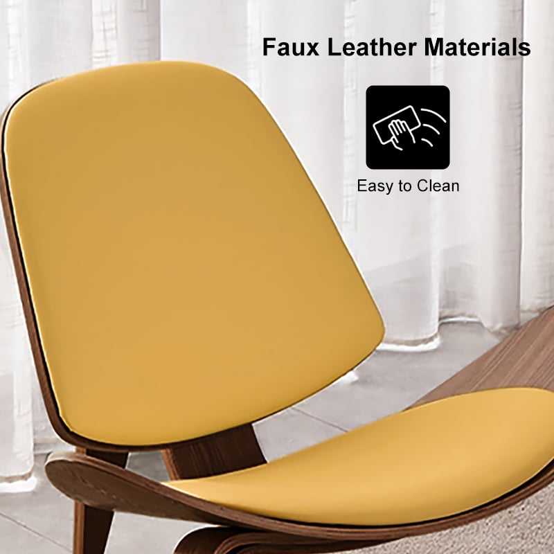 Leather Walnut Tripod Accent Chair highlight image