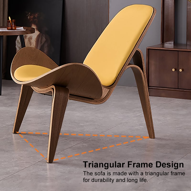 Leather Walnut Tripod Accent Chair highlight image