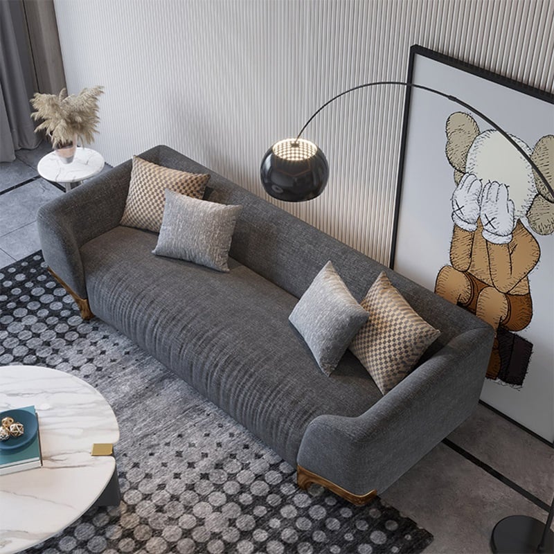 Otázky a odpovědi pro 87 „šedá 3místná bavlněná a lněná čalouněná pohovka s polštáři zlaté nohy