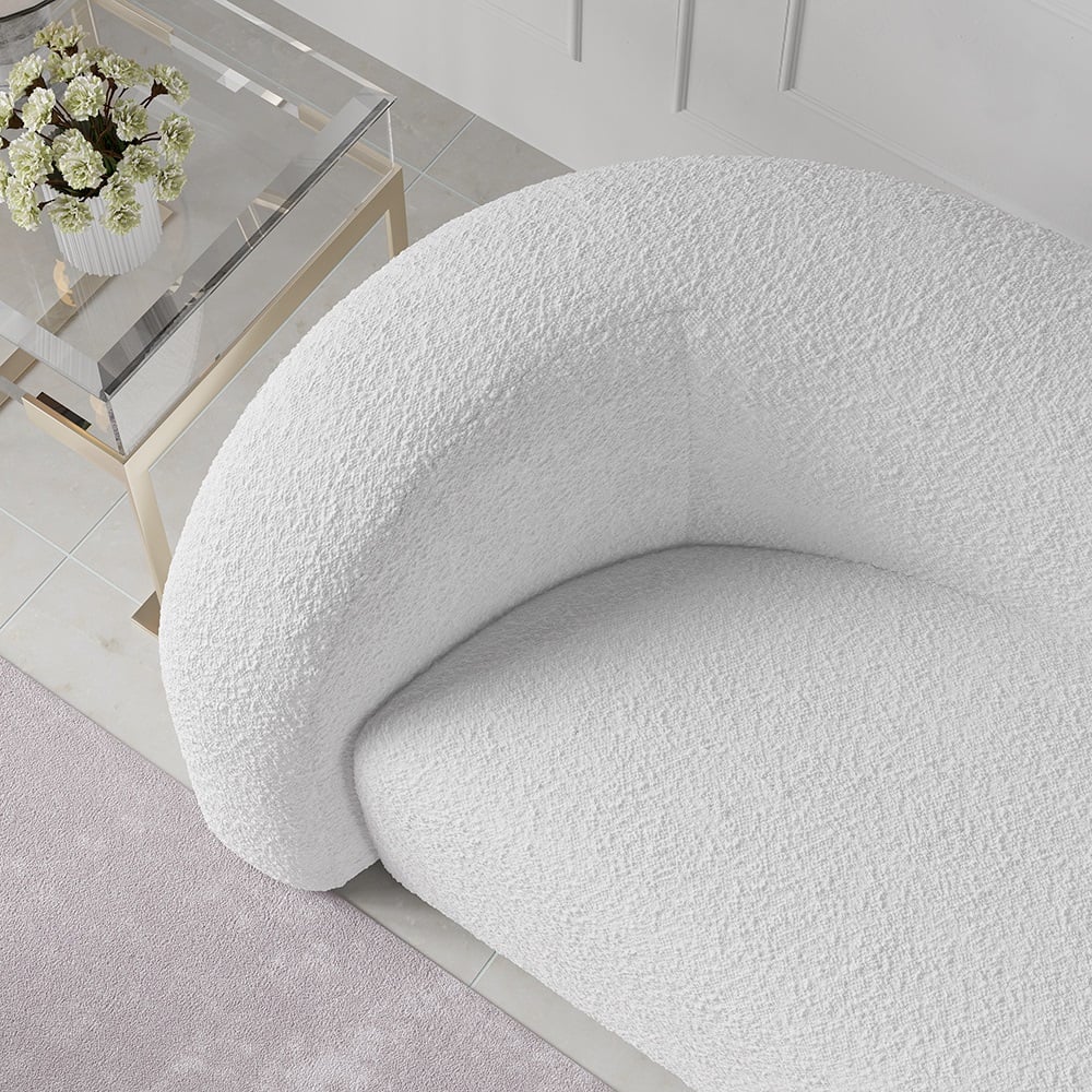 Customer Reviews for Modern 91" White Boucle Upholstered Curved 3 Seater Sofa for Living Room