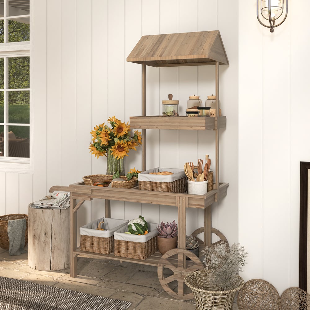 Questions and Answers for Natural Solid Wood Garden Cart Display Plant Stand Potting Bench