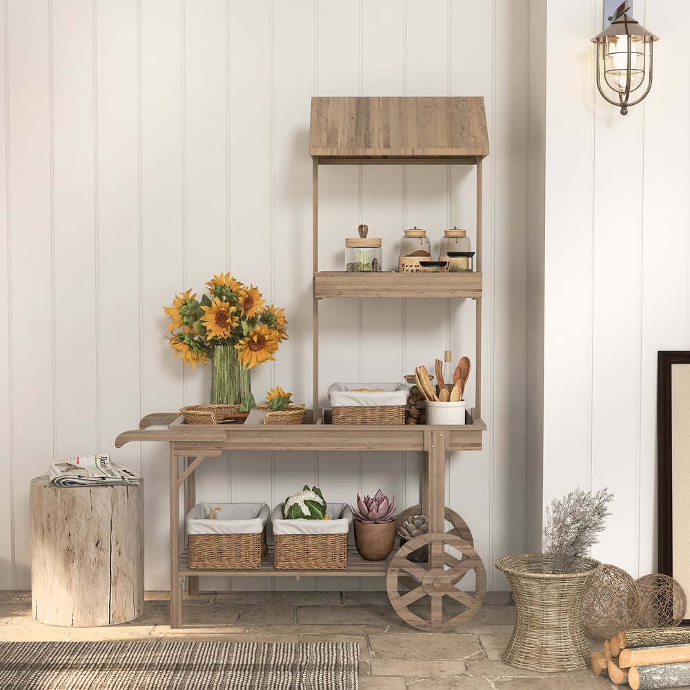 Questions and Answers for Natural Solid Wood Garden Cart Display Plant Stand Potting Bench