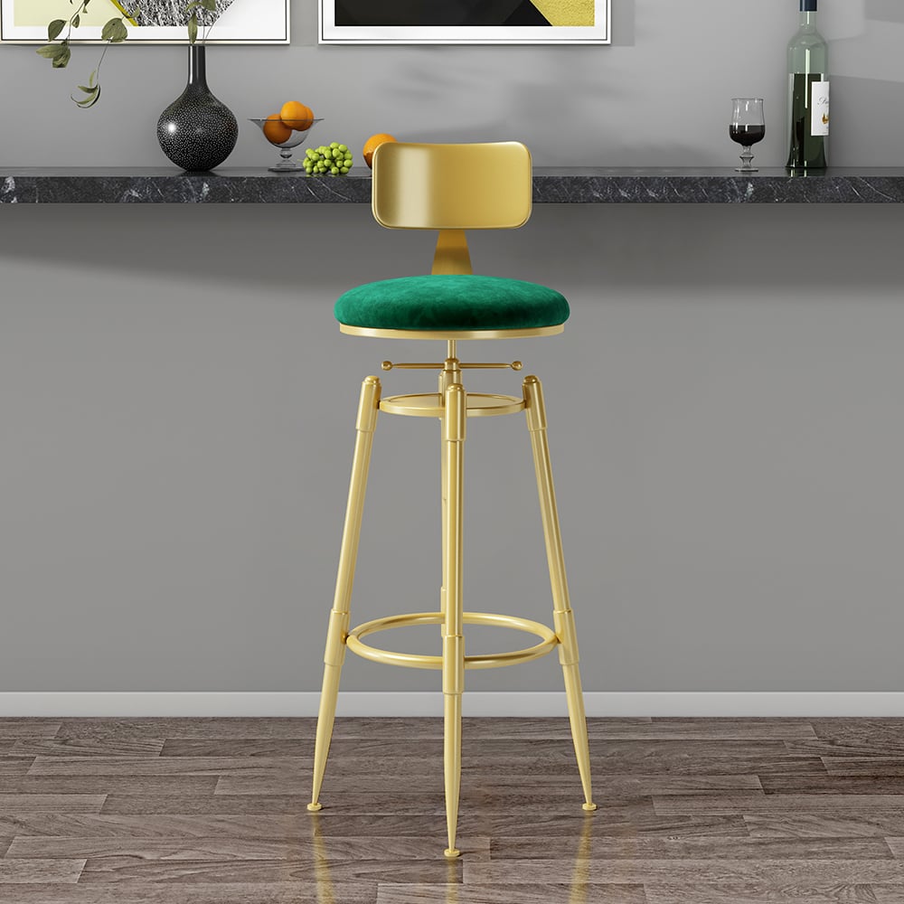 Questions and Answers for Set of 2 Modern Adjustable Swivel Velvet Bar Stools with Upholstery Green
