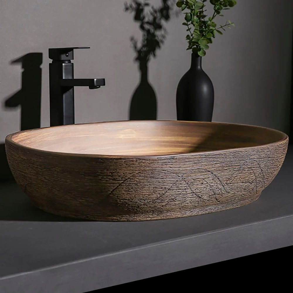 Questions et Réponses pour Lavabo de salle de bain ovale en céramique, lavabo rétro