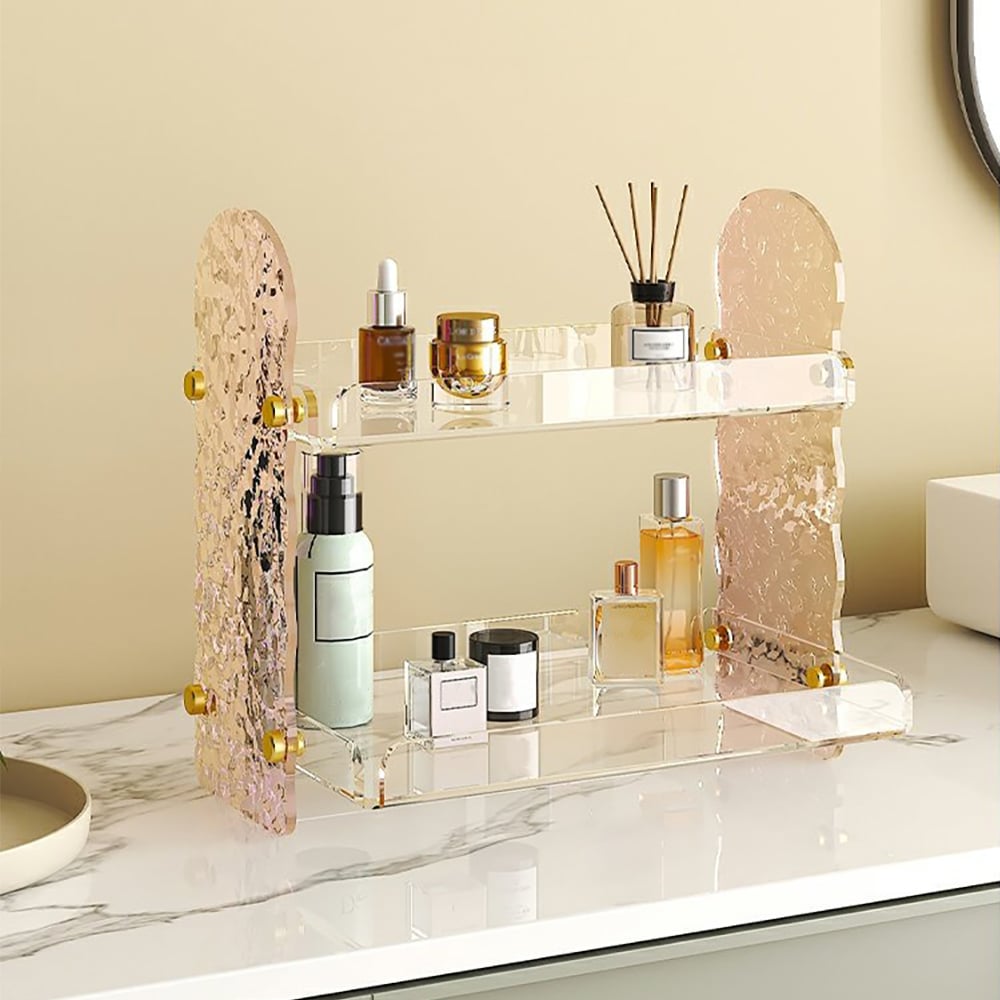 Customer Reviews for 2 Tier Acrylic Bathroom Storage Rack Makeup Cosmetic Organizer in Iridescent & Clear