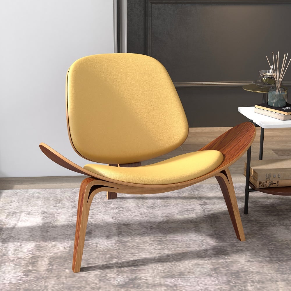 Customer Reviews for Faux Leather Tripod Slipper Accent Chair with Wooden Legs