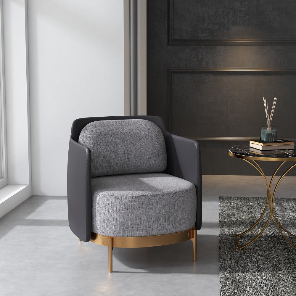 Questions and Answers for Black & Gray Modern Accent Chair with Linen Upholstery for Living Room