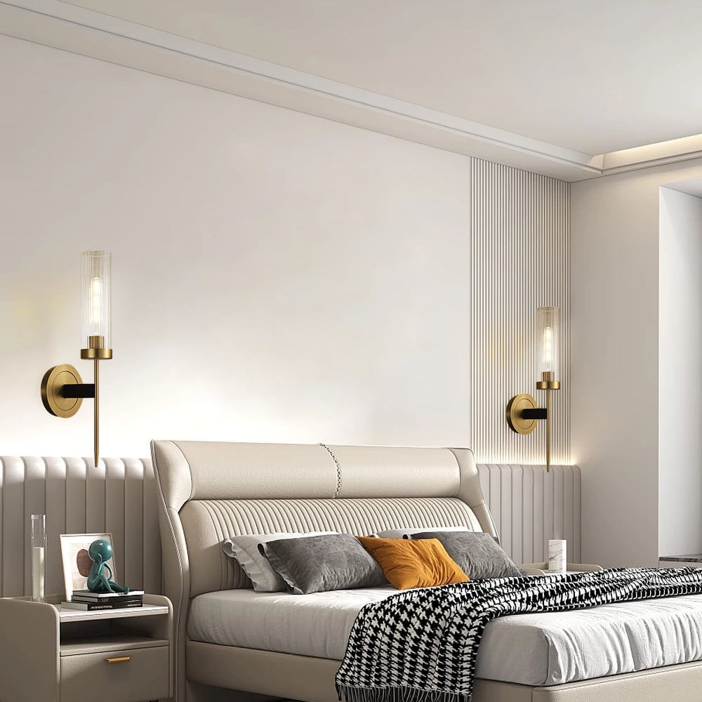 Customer Reviews for Modern Minimalist 1-Light Cylinder Clear Ribbed Glass Shade Wall Sconces