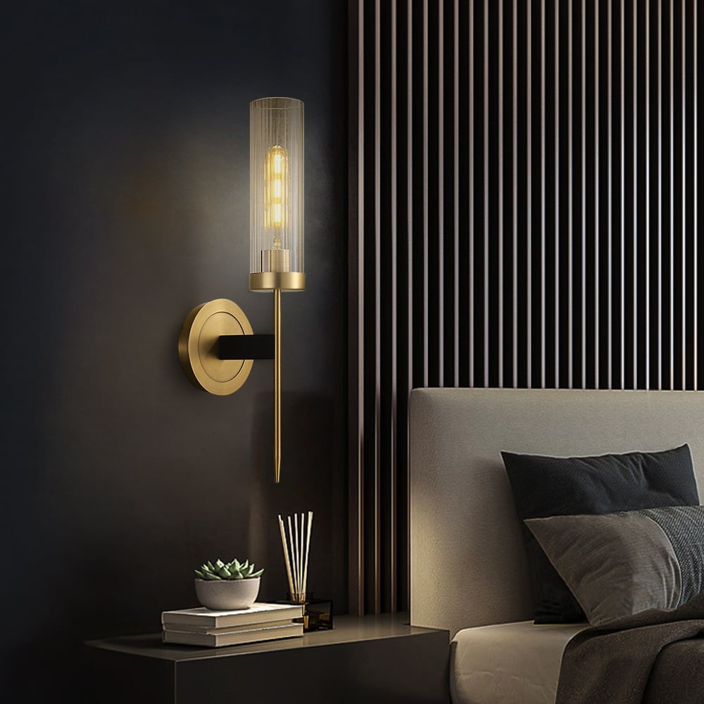 Customer Reviews for Modern Minimalist 1-Light Cylinder Clear Ribbed Glass Shade Wall Sconces