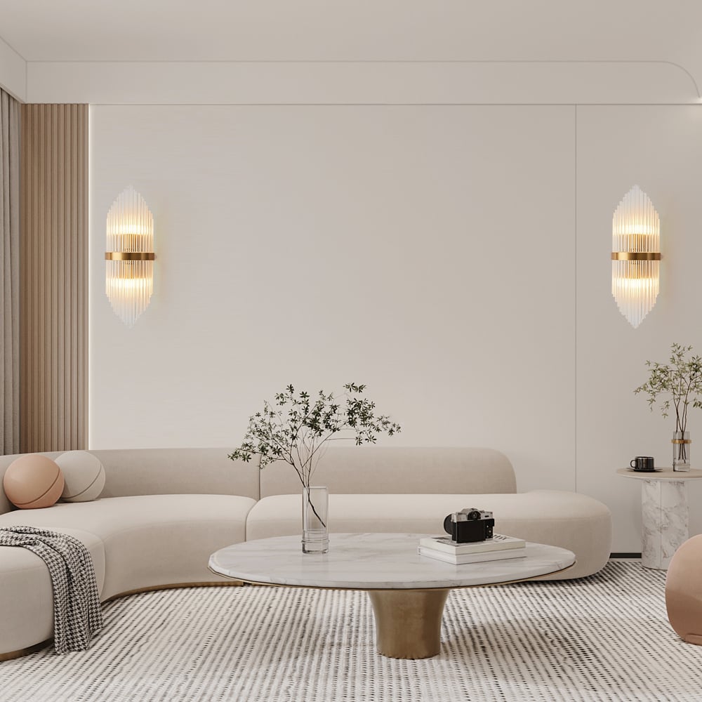 Perguntas e respostas para Arandela de parede de vidro dourado estriado de 2 luzes Luz de parede de vaidade de metal para banheiro