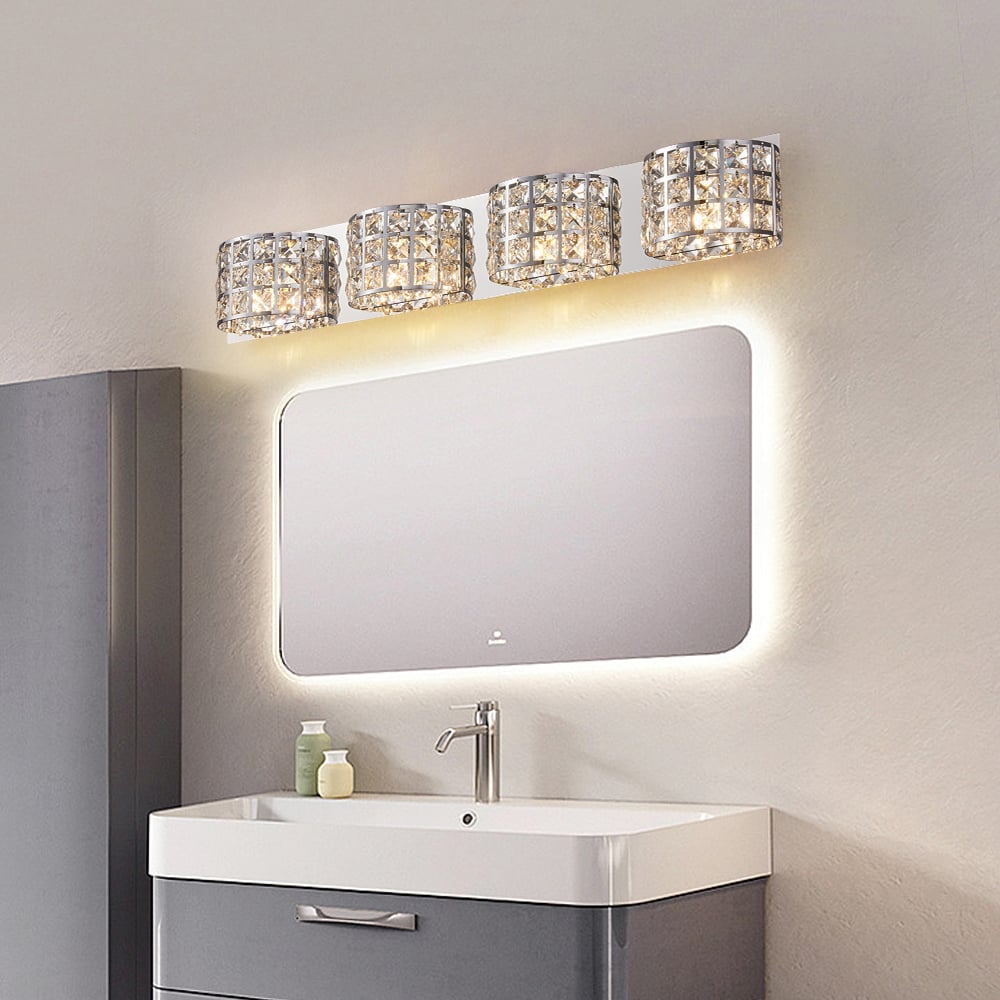 Customer Reviews for Modern Clear Crystals 4-Light Bath Vanity Wall Light in Polished Chrome