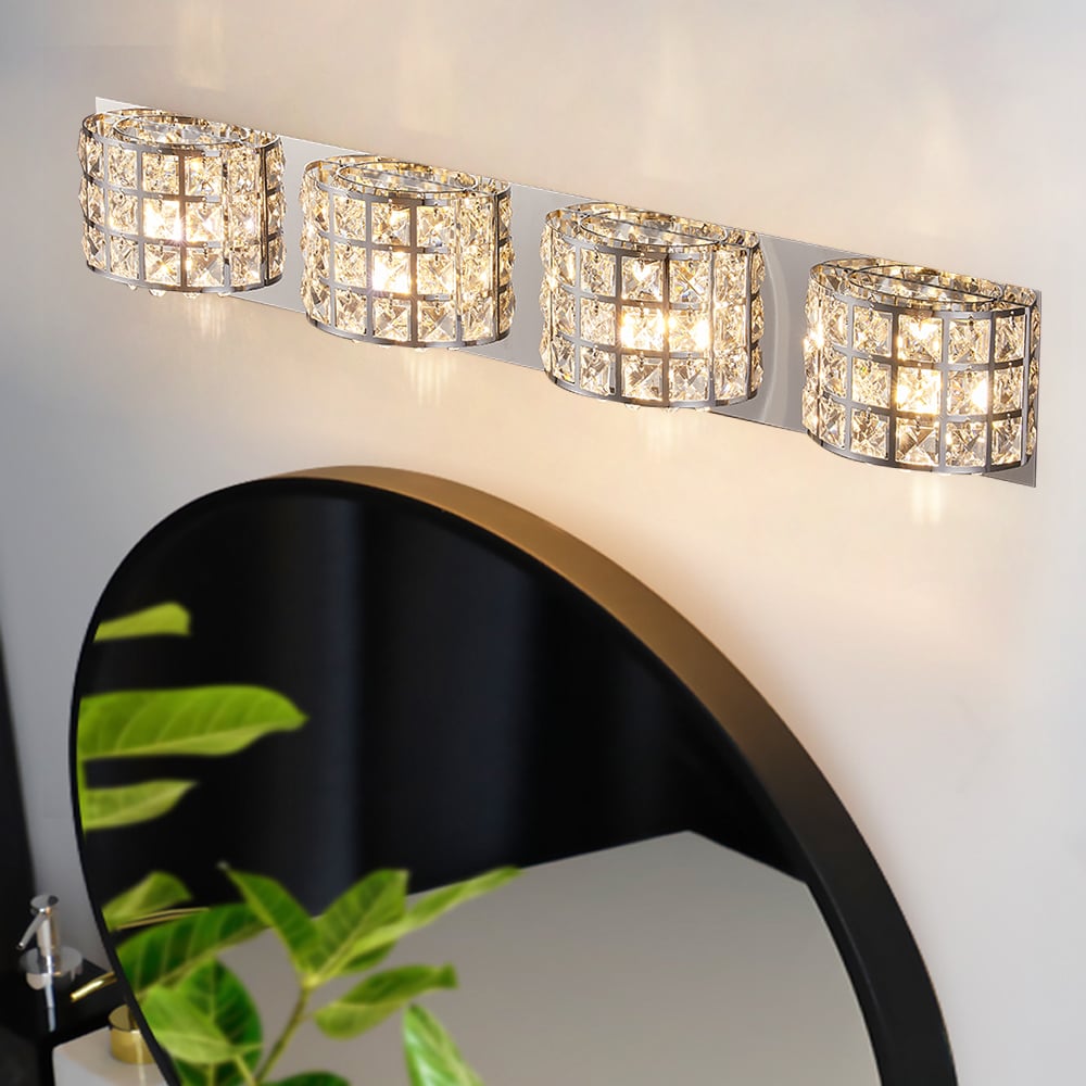Customer Reviews for Modern Clear Crystals 4-Light Bath Vanity Wall Light in Polished Chrome