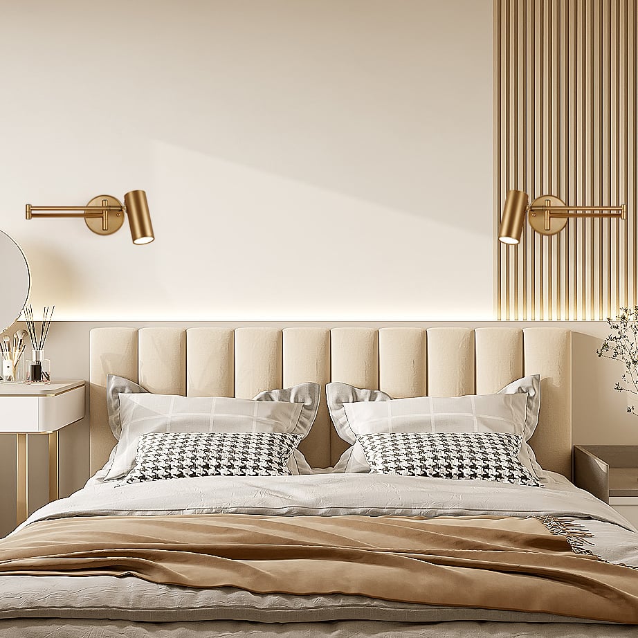 Otázky a odpovědi pro Zlaté moderní vnitřní nástěnné svítidlo s otočným ramenem 1 světlo