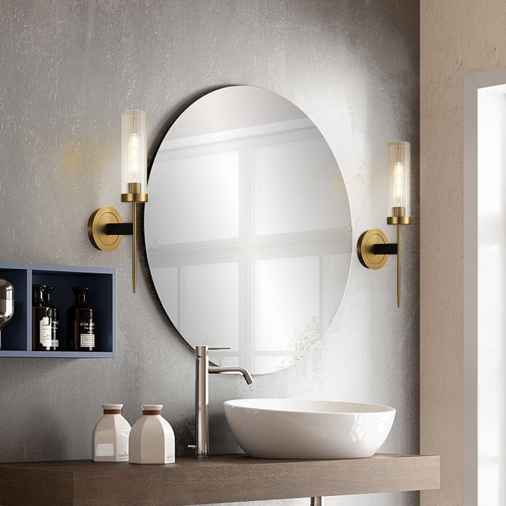 Customer Reviews for Modern Minimalist 1-Light Cylinder Clear Ribbed Glass Shade Wall Sconces