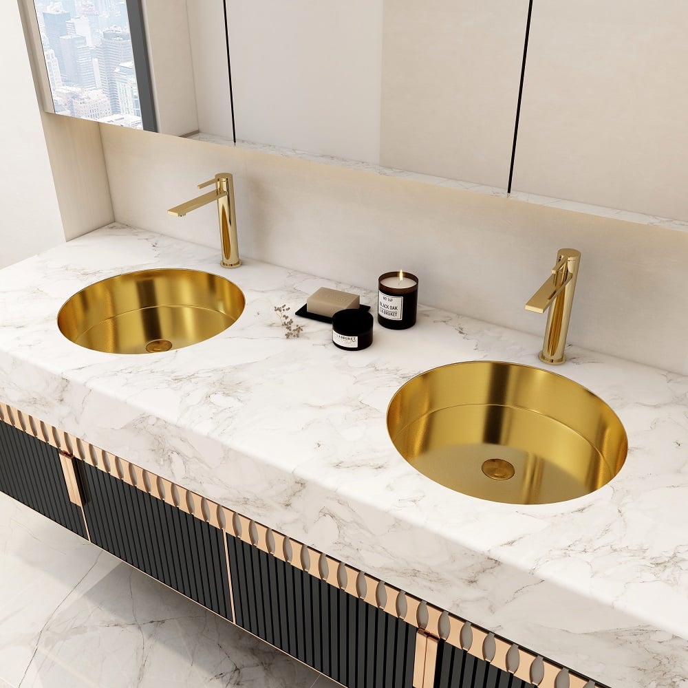 Customer Reviews for Brushed Gold Modern Luxury Stainless Steel Round Sink Undermount Bathroom Wash Sink