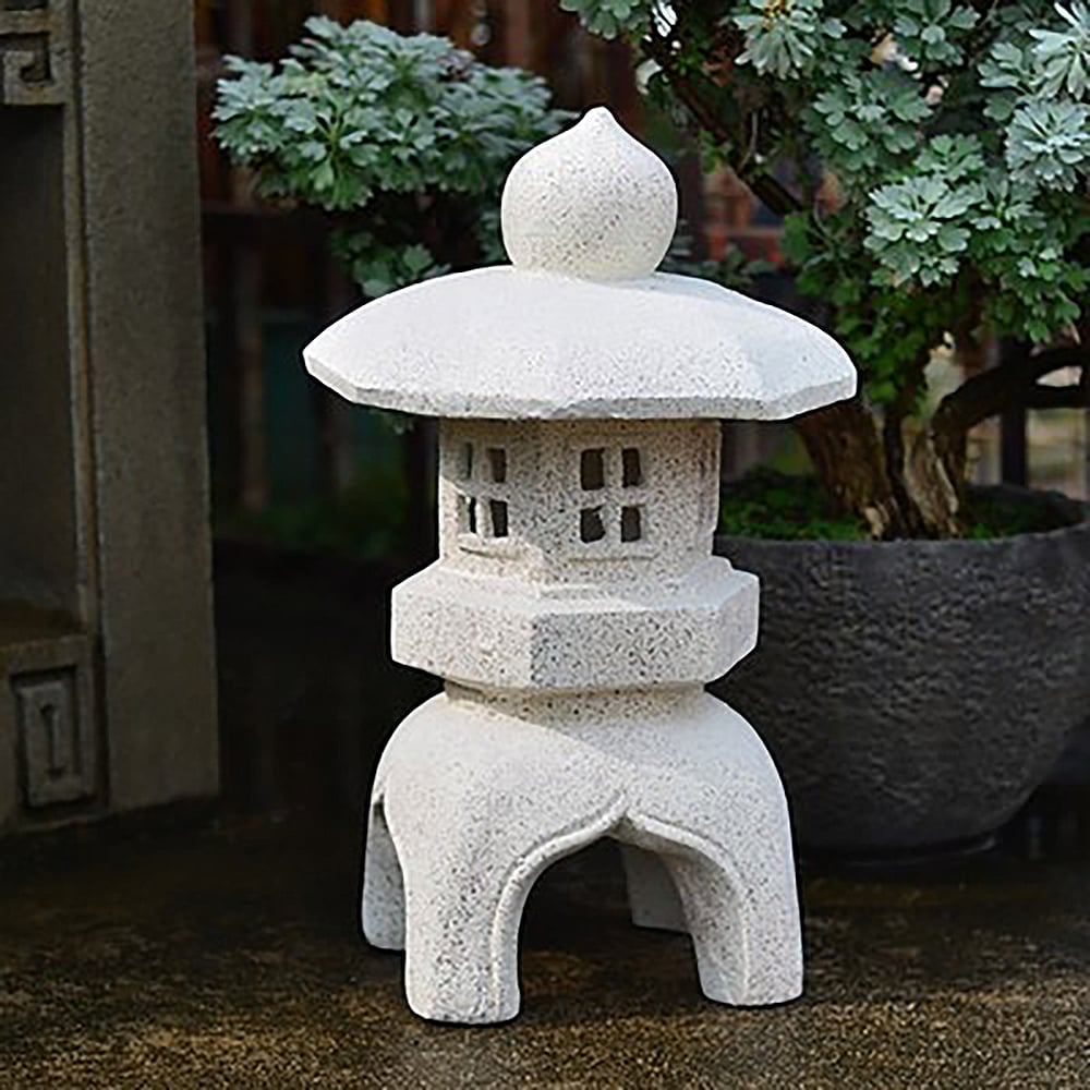 Questions et Réponses pour Statue de sculpture géométrique de lanterne solaire japonaise pour jardin extérieur, décor asiatique en blanc