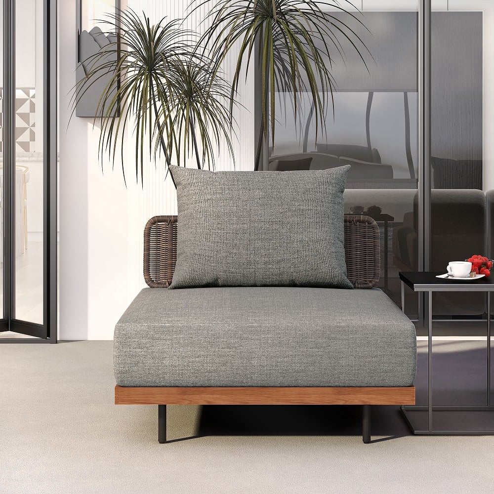 Customer Reviews for 950mm Wide Modern Aluminum & Rattan Outdoor Sofa with Cushion in Gray & Brown