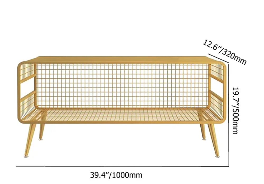 Modern Mesh Standing Etagere Bookshelf in Gold weights dimensions image