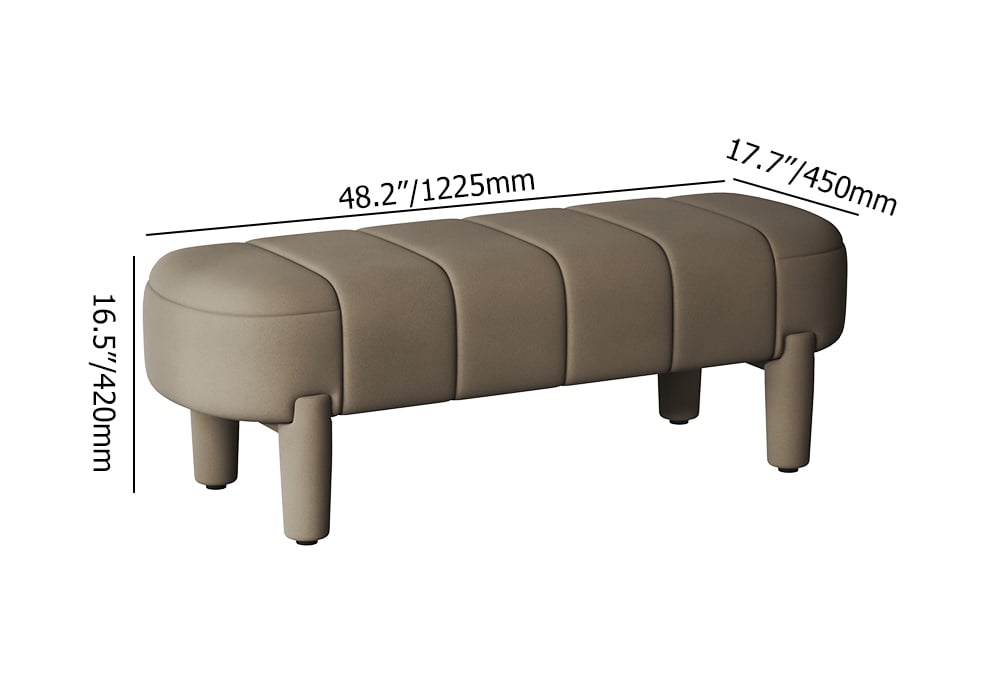 Modern Line Tufted Entryway Bench Coffee Velvet Upholstered Bench with 4 Legs weights dimensions image