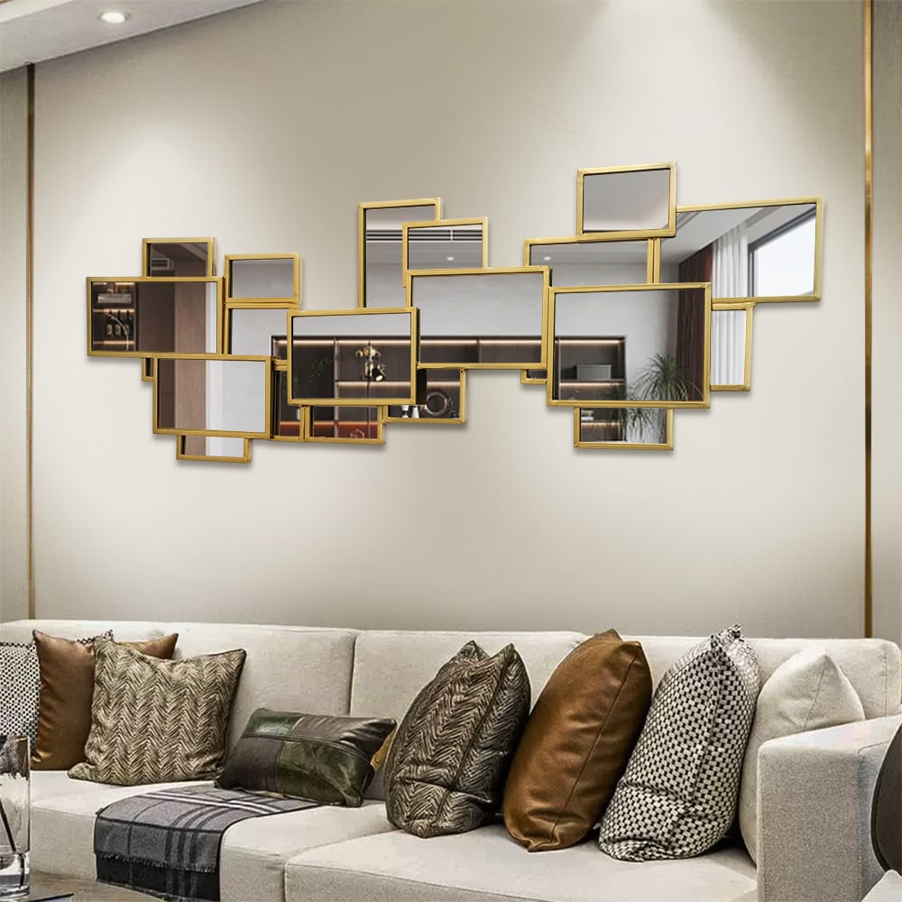 Recensioni dei clienti per Specchio decorativo da parete moderno con pannello 3D quadrato e rettangolare 50,8 «x 19,3" con cornice dorata