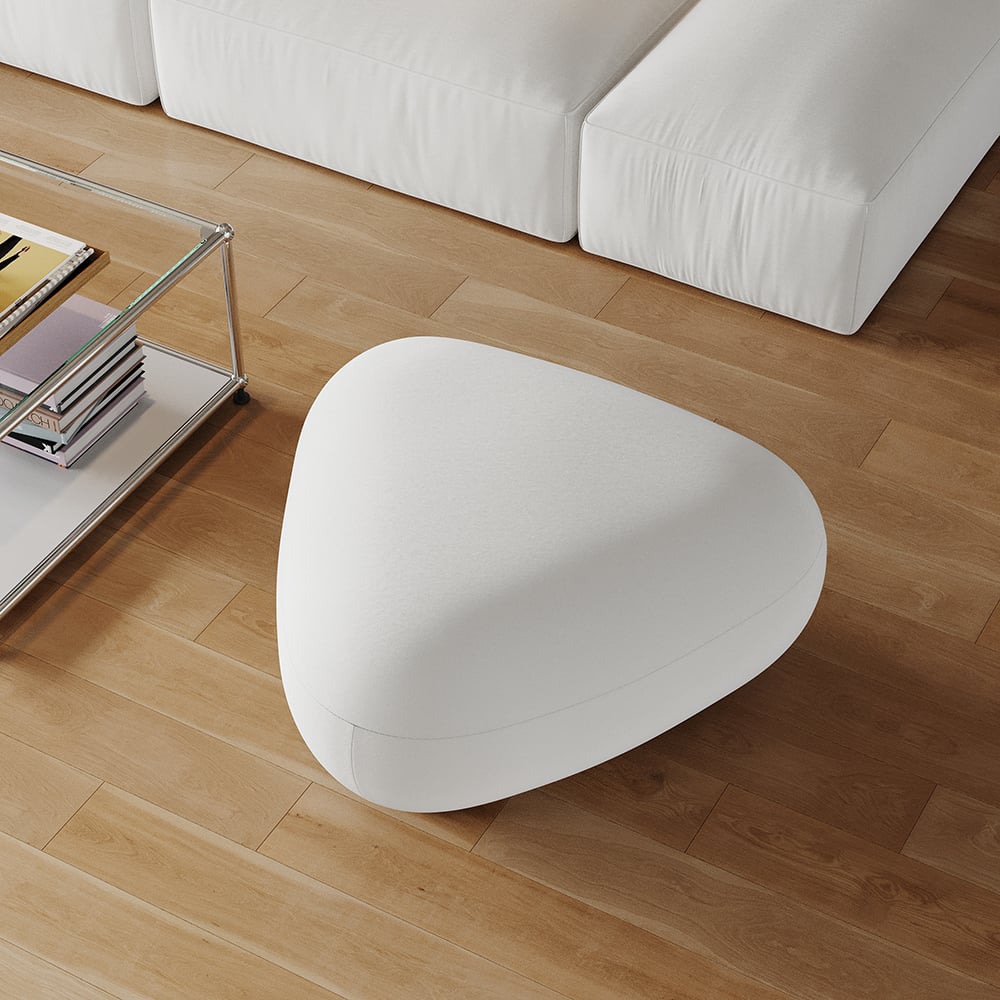 Questions et Réponses pour Pouf de cocktail moderne rembourré en velours de 680 mm de large, repose-pieds fantaisie en blanc