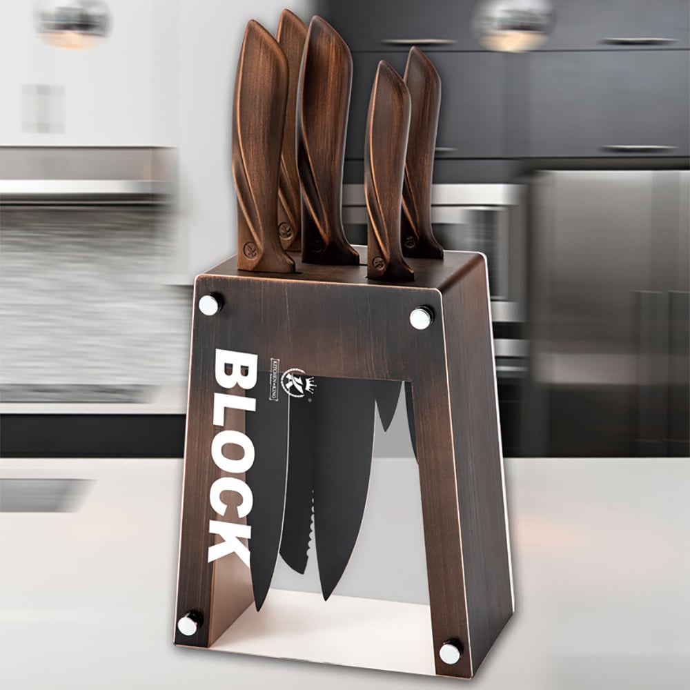 Customer Reviews for Black & Brown Kitchen Knife Set with Block Stainless Steel Blades