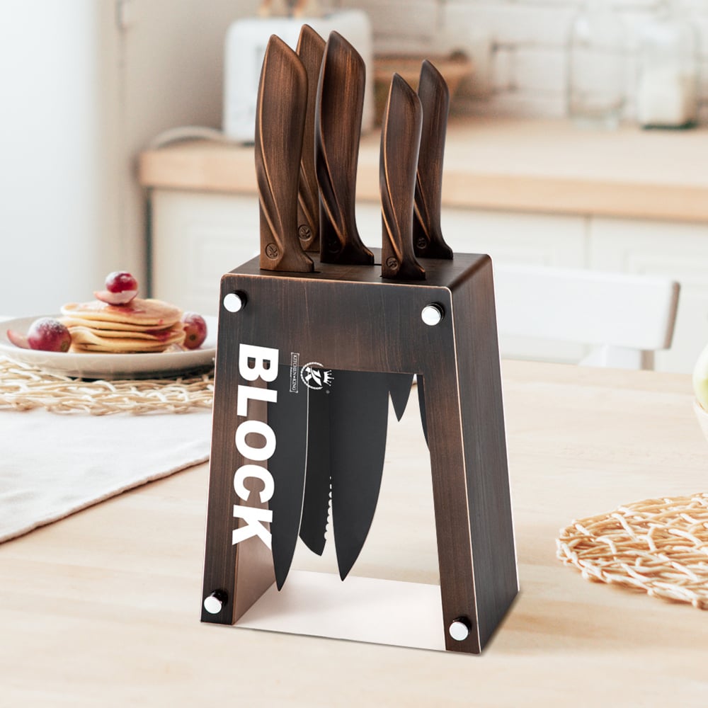 Customer Reviews for Black & Brown Kitchen Knife Set with Block Stainless Steel Blades