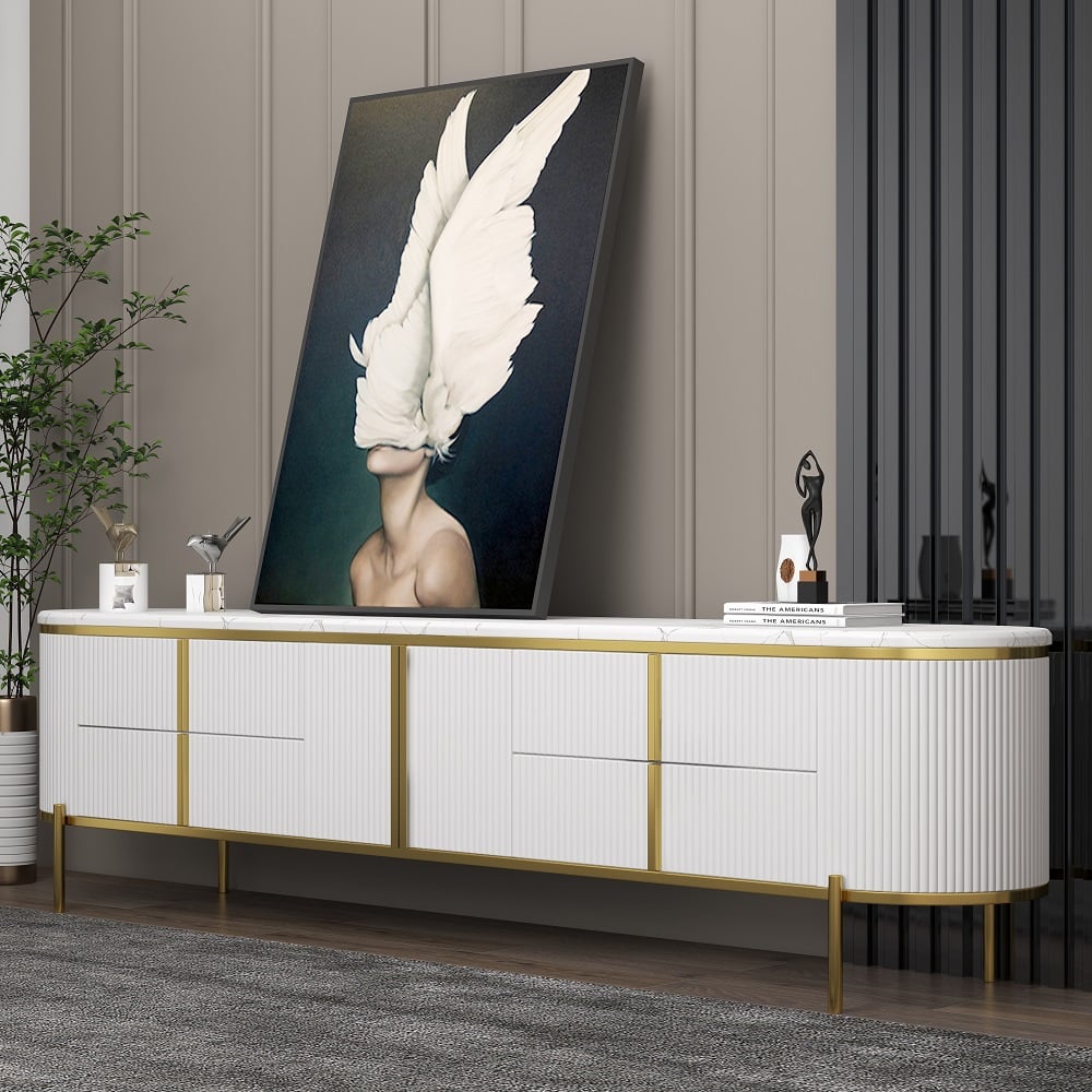 Customer Reviews for Gline oval TV cabinet with 200 cm sintered marble top in white