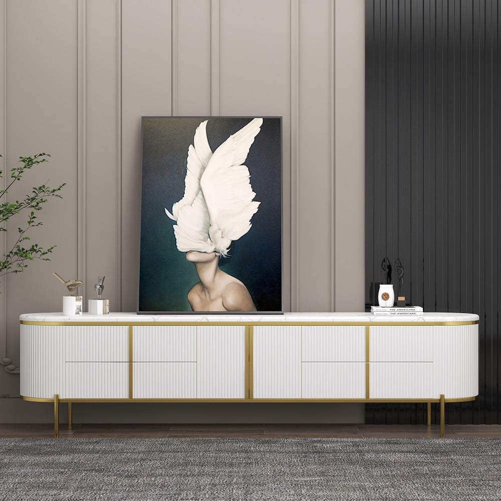 Customer Reviews for Gline oval TV cabinet with 200 cm sintered marble top in white