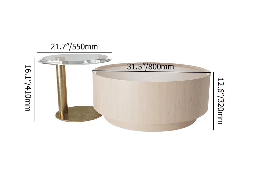 Set of 2 White Oak Nesting Coffee Tables with Storage