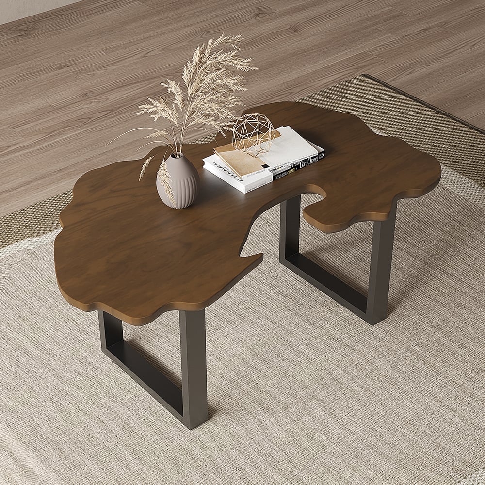Customer Reviews for Rustic 1010mm Live-Edge Coffee Table Walnut & Black with Wooden Tabletop & Metal Base