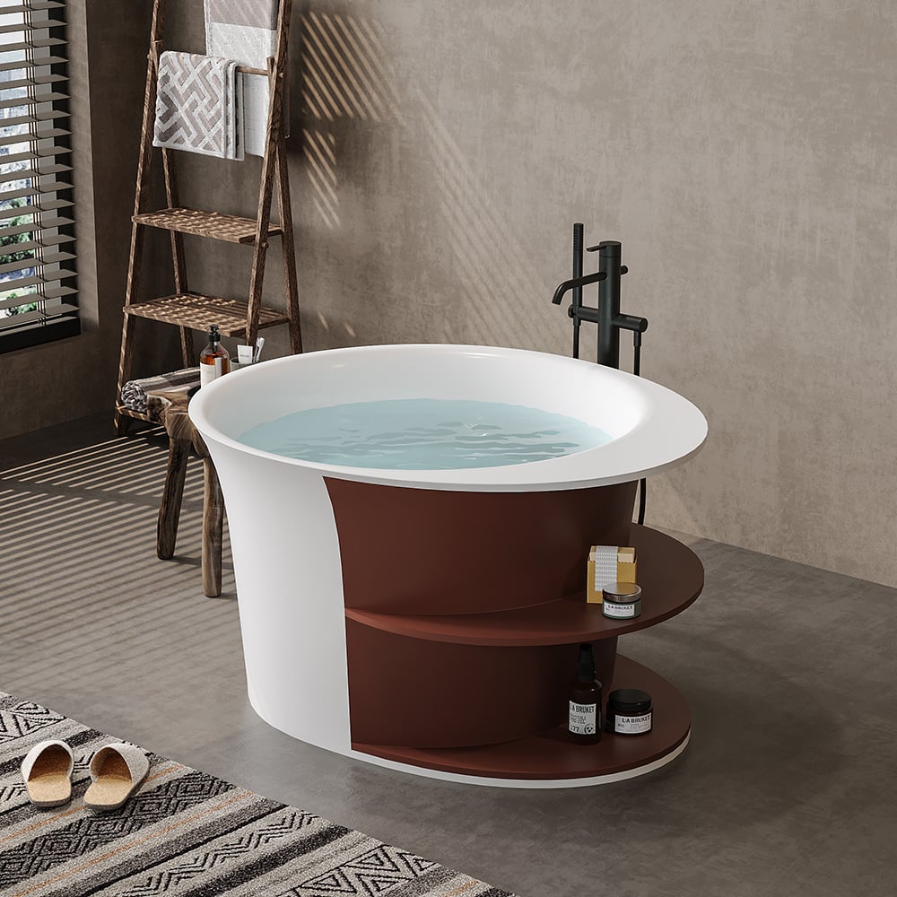 Pytania i odpowiedzi dla 47-calowa japońska okrągła wolnostojąca wanna do moczenia z białą pojemnością 70 galonów