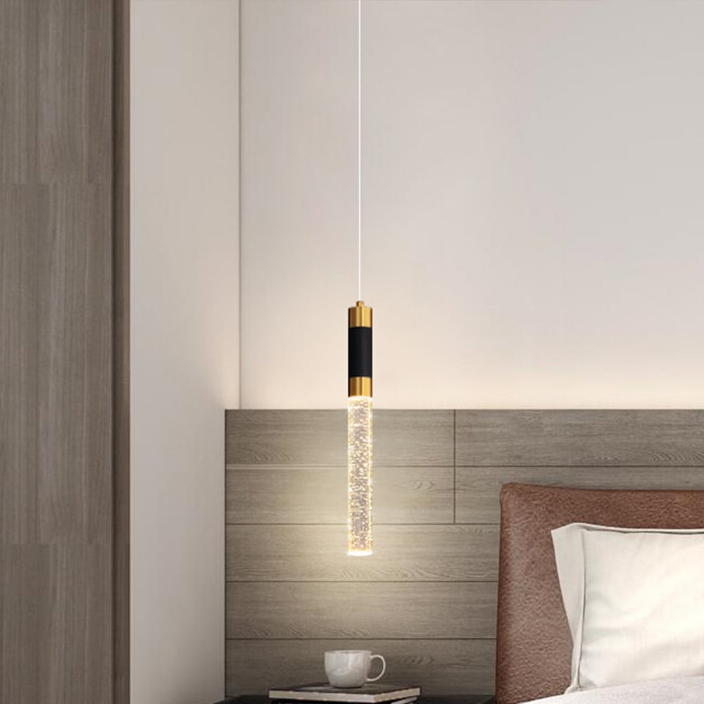 Hodnocení zákazníků pro položku 1-lehké jednoválcové LED ostrovní závěsné světlo v černé a zlaté barvě s akrylovým stínidlem