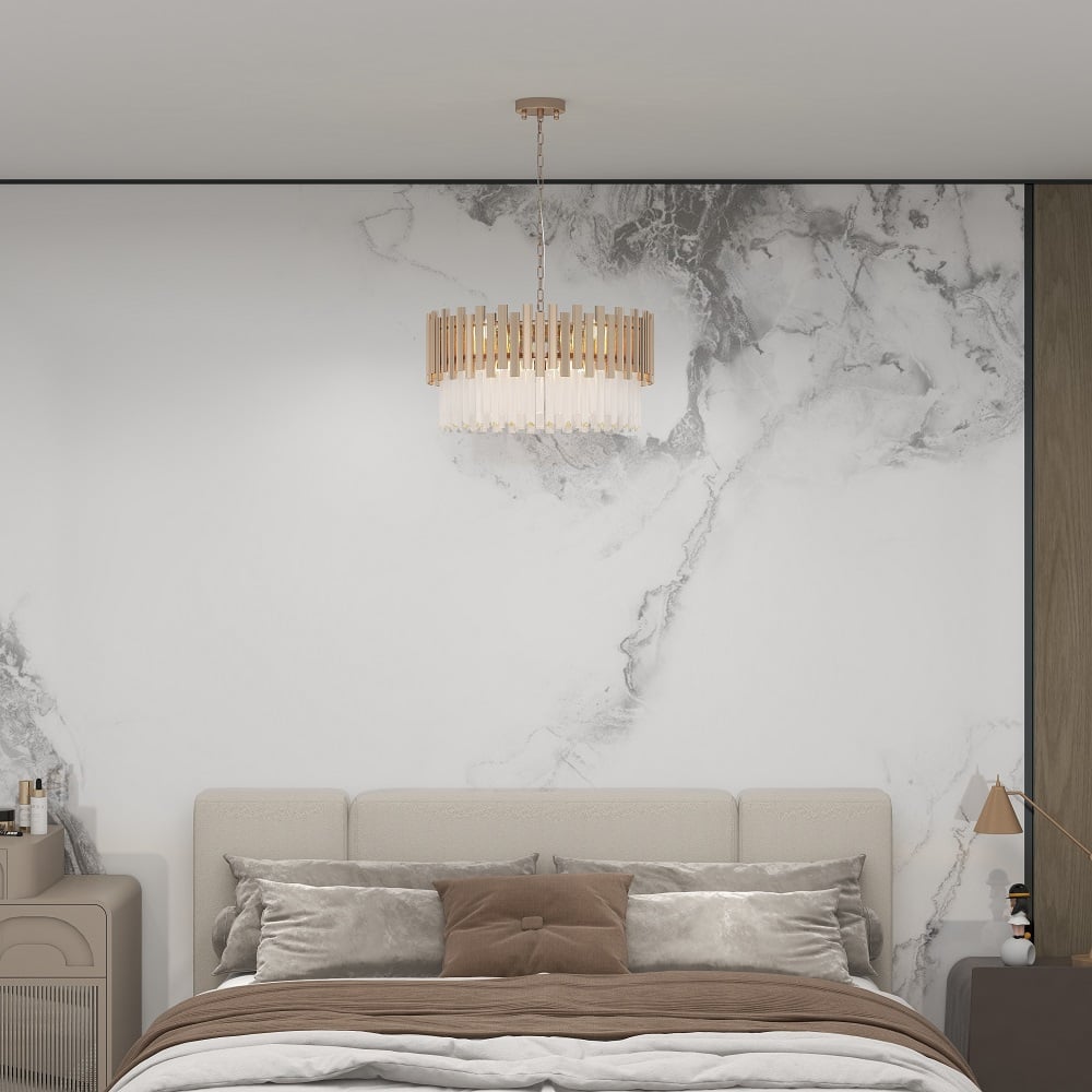 Otázky a odpovědi pro Moderní 9-světelný křišťálový lustr Tierizo s nastavitelným řetízkem ve zlatě